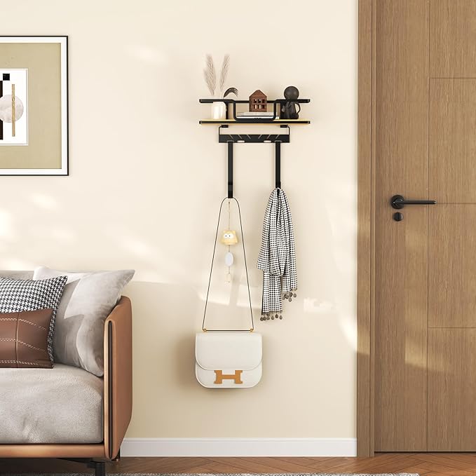 efluky Ironing Board Hanger Wall Mount with Removable Hooks, Ironing Board Holder Organizer Compatible with T/Leg & Y/Leg Ironing Boards, Space Saving Laundry Room Storage, 12.59"x5.9"x2.36", Black