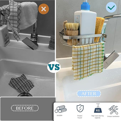 OSOVGO Sink Sponge Holder, Soap Holder Shower, Sink Drying Rack, Soap Container, Bathroom Organizers, Sponge Caddy, Kitchen Organization and Storage, Kitchen Rack, Bathtub Organizer (ROUND LEFT)