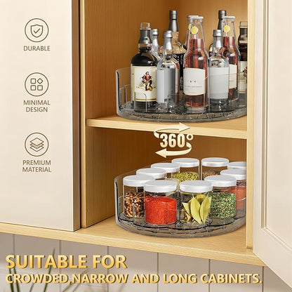 360° Rotating Lazy Susan for Refrigerator, 13.5''x8.5'' Clear Lazy Susan Turntable for Refrigerator Organizers and Storage, Kitchen, Table Top, Cabinet, Pantry, Countertop, 1 Pack