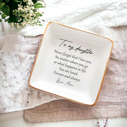 To My Daughter Gift, Ceramic Ring Dish For Girl Bride From Mom, Jewelry Dish, Jewelry Holder, Daughter Birthday Gift, Daughter Present, Wedding Gift, Mother And Daughter, Daughter In Law Gift