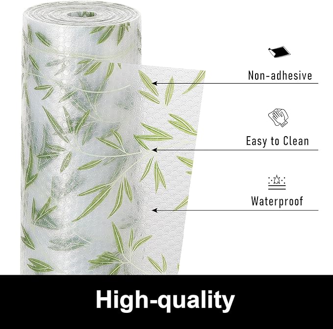 Cooyes Shelf Liners for Kitchen Cabinets Refrigerator Liners Waterproof & Oil-Proof Kitchen Cupboard Liner Drawer Mats EVA Material Non Adhesive Fridge Liner for Shelves（23.6" W x 236" L）