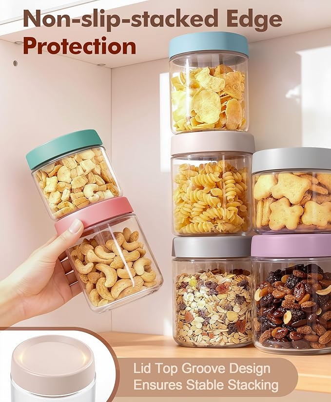 6 pack 16 oz Overnight Oats Containers with Lids and Spoons Glass Jars with Airtight Lids: Wide Mouth Mason Salad Jars, Leakproof and Reusable Glass Food Storage Container for Yogurt Snacks Spice