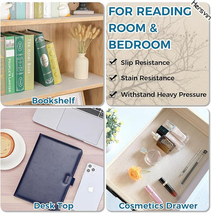 Hersvin Shelf Liner, 26 in x20 ft Non-Adhesive Drawer Liners EVA Kitchen Cupboard Cabinet Covering Undersink Mat Washable Fridge Lining Paper for Home Office (Clear/Dot)