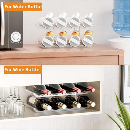 Yieach 3 Tier Stackable Water Bottle Organizer for Cabinets 40 oz Stanley Cup,Yeti and Other Tumbler Organizer,Larger Compartment Stanley Cup Holder,Waterbottle Storage and Wine Rack for Fridge