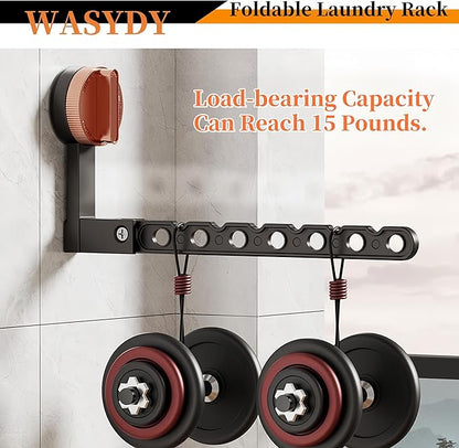 Wall Mounted Clothes Drying Rack,Laundry Dryer Hanger With Suction Cup,Foldable Aluminum Space Saving Laundry Hanger Wall Mount,Folding Portable Clothes Hanger For Laundry Room,Bathroom,RV,Travel
