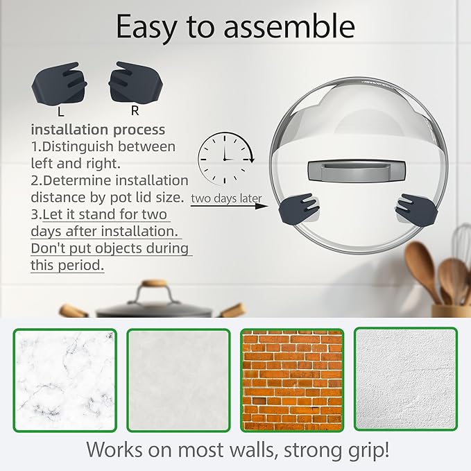 Li&Zhao Pot Lid Organizer for Cabinet Door - 5 Pairs of Lid Organizers Inside Cabinet Pot and Pan Organizer Door Wall Mount Pot Lid Holder Pot Cover Holder Rack for Kitchen Cupboard(Black)