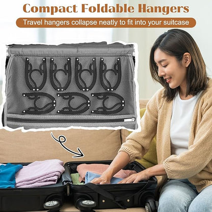 48 Pcs Portable Folding Travel Hangers for Cruise Ship Essentials 2026, Plastic Hanger Clothes Drying Rack for Suitcase, RV, Camping, Flying, Hotel, Road Trip Essentials Travel Accessories (Black)