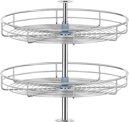 32 1/4" Chrome Corner Cabinet Lazy Susan, Full Circle Corner Cabinet Lazy Susan Replacement Shelves, Minimum Cabinet Size 36 inches, Rotating Rack for Corner Base Kitchen
