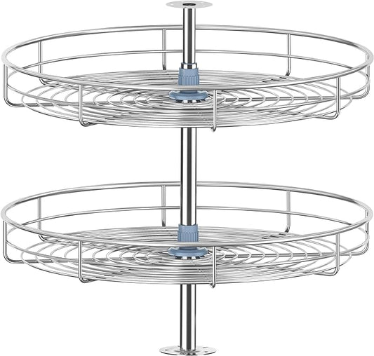 32 1/4" Chrome Corner Cabinet Lazy Susan, Full Circle Corner Cabinet Lazy Susan Replacement Shelves, Minimum Cabinet Size 36 inches, Rotating Rack for Corner Base Kitchen