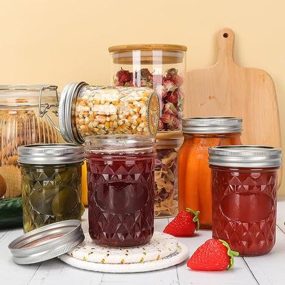 Eathtek 8 oz Mason Jars 20 Pack, 240ml Mini Canning Jars with Regular Lids for Jelly Herbs Spice Honey Storage, Small Glass Jars Candle jars, Extra Lids Tags Label Included