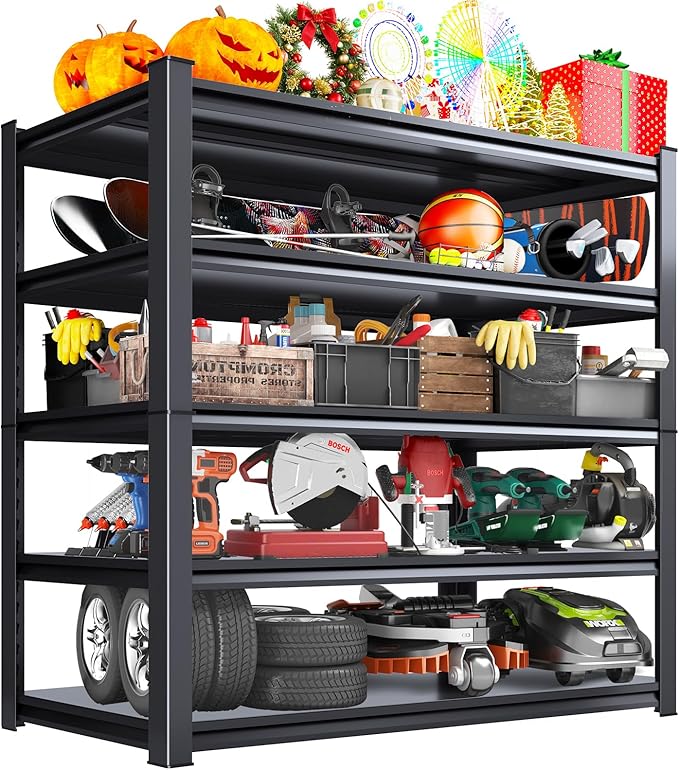 72" H Garage Storage Shelves 5-Tier,Garage Storage System Shelves Adjustable 2000LBS,Storage Shelving for Basement,Pantry,Kitchen,Warehouse,72" H x 59" W x 19.6" D