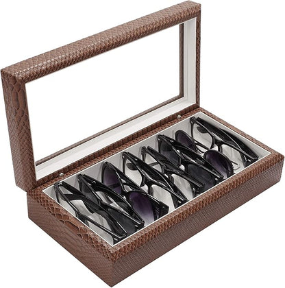 OYOBox Maxi Luxury Eyewear Organizer, Wood Box for Glasses + Sunglasses, Exotic Print Collection