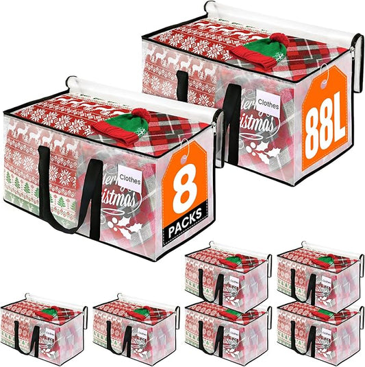 RoomHacks Clear Heavy Duty Extra Large Moving Supplies Storage Bags with Reinforced Handle and Double Zipper, Alternative to Moving Box (8 Packs)