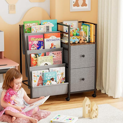 Book Shelf for Kids Rooms, Toddler Bookshelf Baby Bookcase with Kids Storage for Nursery, Bedroom, Playroom, Easy Assembly (Black)