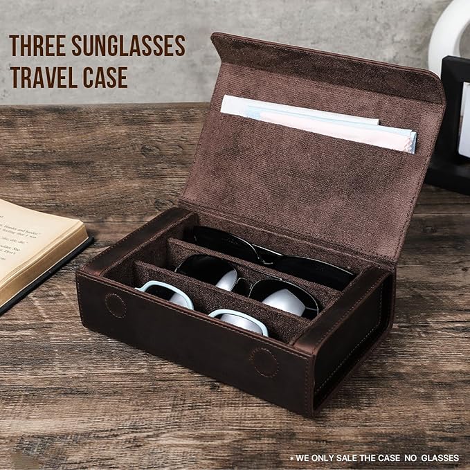CataPurus Sunglasses Organizer Case for Man & Woman, Top Grain Leather & Handmade, Portable Travel Eyeglasses Storage Holder