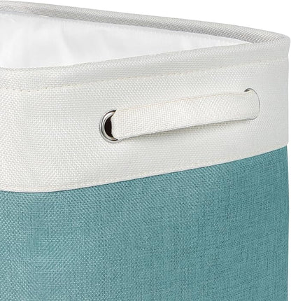 Kntiwiwo Foldable Storage Bin Collapsible Fabric Storage Basket Cube with Durable Handles Closet Organizer Bins for Organizing Shelves Drawers, Set of 3, 15" x 10" x 9.5", Teal