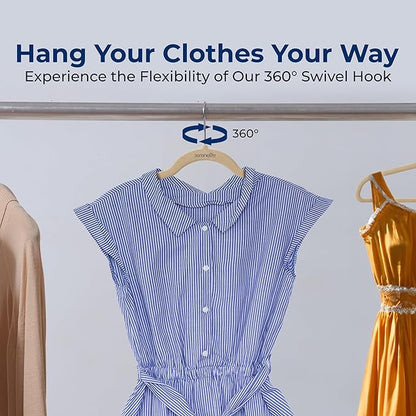 SereneLife 150 Pack Velvet Hangers - Non-Slip with 360° Swivel Hook - Ultra-Thin, Lightweight, Space-Saving, Felt Hangers for Shirts, Sweaters, Hoodies, Kids Clothes & Dresses