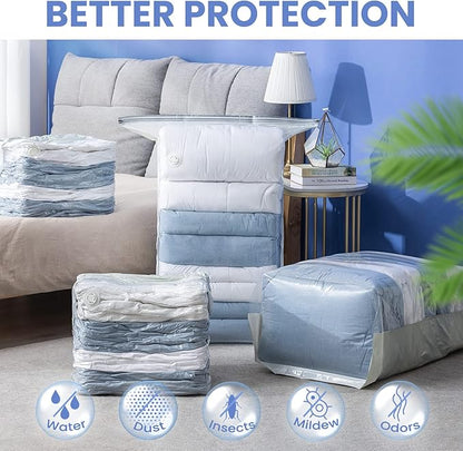 TAILINK 8 Pack Vacuum Storage Bags, Jumbo Cube 31x40x15 Inch, Extra Large Vacuum Seal Bgas for Comforters, Blankets, Pillow, Quilts, Space Saver Clost Oragnization, Clear
