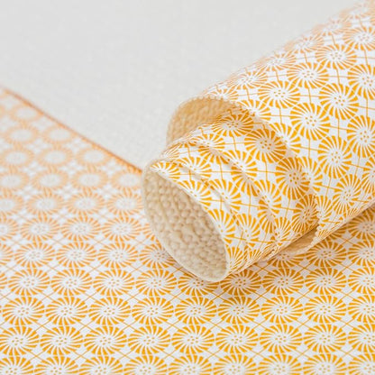 RAY STAR 12X120 Inch Shelf Liner for Kitchen Cabinets, Non-Adhesive Cabinet Liner Washable, PVC Drawer Liner for Dresser Non-Slip Bathroom (Yellow Circle)(2 Roll)