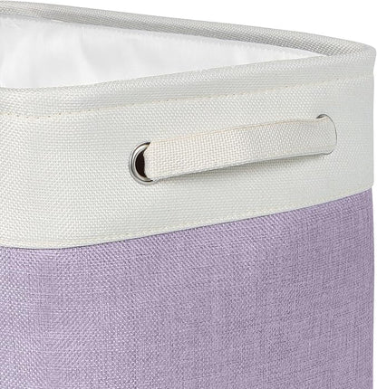 Kntiwiwo Foldable Storage Bin Collapsible Fabric Storage Basket Cube with Durable Handles Closet Organizer Bins for Organizing Shelves Drawers, Set of 3, 15" x 10" x 9.5", Purple