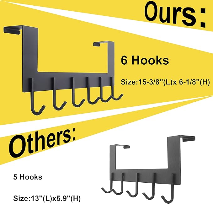 WEBI Over The Door Hooks for Hanging,Door Hanger:Over The Door Towel Rack,Over The Door Coat Rack Door Coat Hanger,6 Hooks for Hanging Clothes,Towels,Hats,Back of Bathroom,Antique Copper