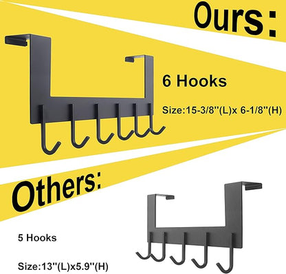 WEBI Over The Door Hooks for Hanging,Door Hanger:Over The Door Towel Rack,Over The Door Coat Rack Door Coat Hanger,6 Hooks for Hanging Clothes,Towels,Hats,Back of Bathroom,Antique Copper