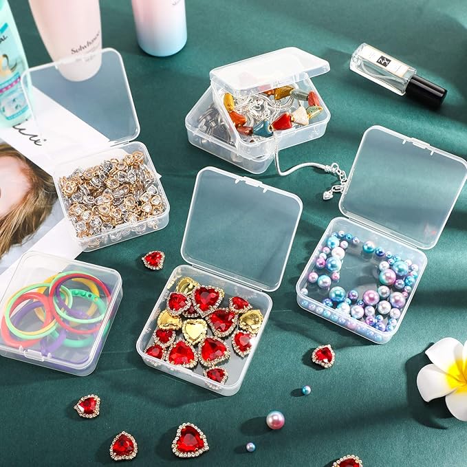 Jetec 30 Pieces Mini Plastic Clear Beads Storage Containers Box for Collecting Small Items, Beads, Jewelry, Business Cards, Game Pieces, Crafts (2.13 x 2.13 x 0.79 Inch)