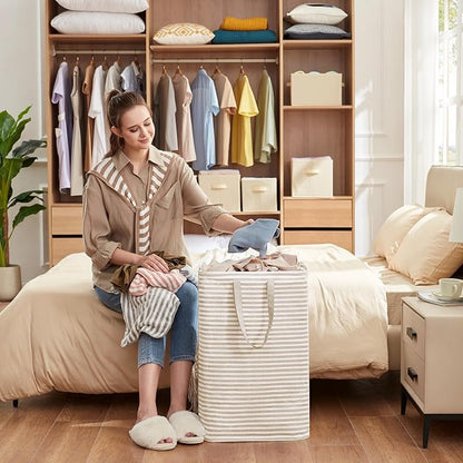 Lifewit 1 Pack Laundry Hamper Large Collapsible Laundry Baskets, Freestanding Waterproof Clothes Hamper with Easy Carry Handles in Laundry Room Bedroom Bathroom College Dorm, Beige, 80L