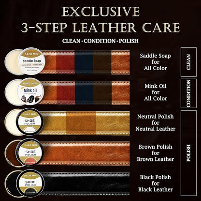Leather Shoe Care Kit, Professional 13-Piece Shoe Polish Gift Set with Saddle Soap, Mink Oil, Horsehair Brushes and Travel Case for Business Professionals for Men Women