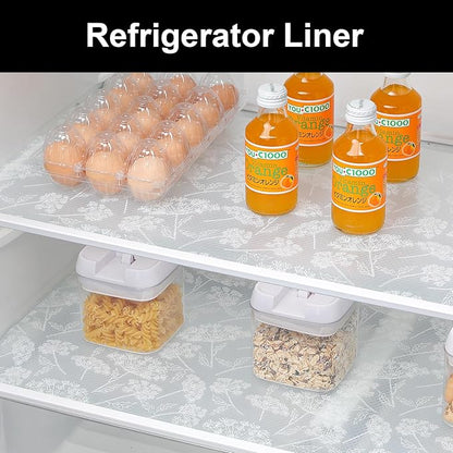 Cooyes Shelf Liners for Kitchen Cabinets, Refrigerator Liners Waterproof & Oil-Proof Kitchen Cupboard Liner Drawer Mats EVA Material Non Adhesive Fridge Liner for Shelves（23.6" W x 118" L）