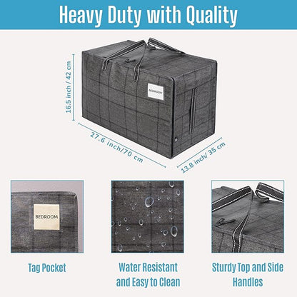 VENO 10 Pack Moving and Storage Bags, Heavy Duty, Alternative to Moving Boxes, Large Packing Totes Supplies for College Dorm Room with Zipper for Clothes, Wide Open Design (Windowpane, 10 Pack)