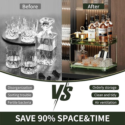 Seoneiro Whiskey Tray, Glass Cup Rack, Mug Holder, Coffee Cup Organizer, Bathroom Countertop Organizer with Drain Board Wine Glass Decorative, Food Tray, Kitchen Spice Rack