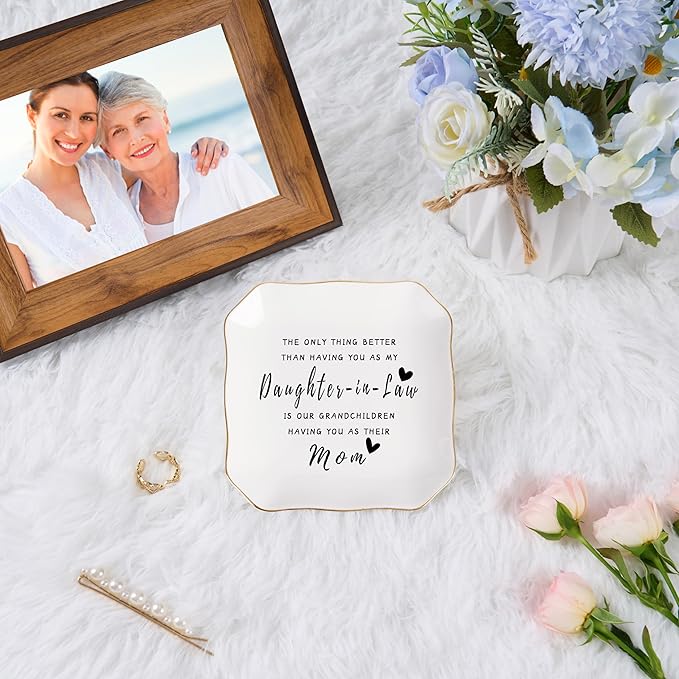 Jelershy Daughter in Law Gifts Jewelry Dish Tray for Future Daughter in Law Wedding Birthday Christmas Mothers Day Valentines Gift- The Only Thing Better Than Having You As My Daughter in Law