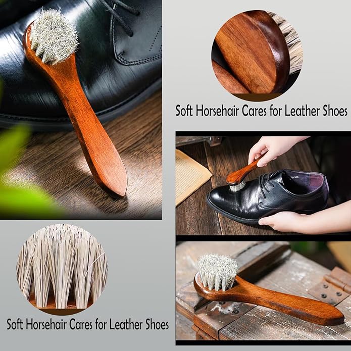 Complete Shoe Care Kit with Black and White Shoe Polish - Perfect for Home and Travel Use - Includes Brushes, Polishes, Cloths, Horn, and Leather Box - Ideal Gift for Leather Shoe Lovers