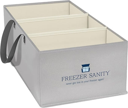 The Original Chest Freezer Organizer Bins, Stackable Storage Organizers, Deep Freezer Dividers, Handles, Heavy-Duty, Waterproof (Large 19x14x9)