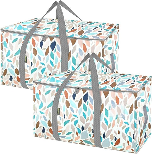 BALEINE 2-Pack Oversized Moving Bags with Reinforced Handles, Heavy-Duty Storage Tote for Clothes, Moving Supplies (Mosaic, 2-Pack)