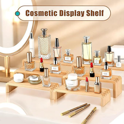2 Sets, 6 PCS Total, Wood Risers Display Stand, Cupcake Dessert Cake Stand, Wooden Cologne Perfume Stands, Wood Riser for Kitchen Counter, Vendor Booth Display Items, Size: 9.4in, 10.6in, 11.8in (Natural Color)