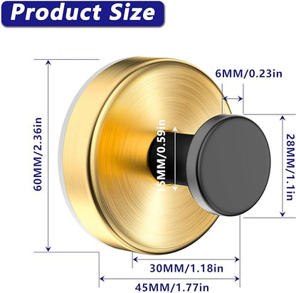 Suction Cup Hooks for Shower,Wreath Hanger for Front Door,Removable No Drill Towel Loofah Hooks,Upgraded 15 lbs Strong Suction for Bathroom,Wall,Glass,Stainless Waterproof- Black Gold 2 Pcs