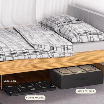 CYhom Under Bed Storage Bins Frame Storage Box Oxford Fabric Sturdy Underbed Container Foldable Stackable Large Capacity Clothes Organizer