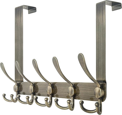 WEBI Over The Door Hooks,Door Hanger,Triple Door Hooks for Hanging,Long Over The Door Towel Rack,Door Coat Hanger,Door Coat Rack for Clothes,Towels,Behind Bathroom,Bronze