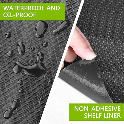 HooTown Shelf Liner Kitchen Cabinet Drawer Mats 11.8 Inch Wide x 6.5 Feet Long, Non Adhesive EVA Rubber Washable Waterproof Pantry Closet, Cupboard, Drawer Organizer Mat, Black