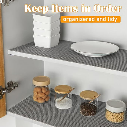 Songrey Non-Adhesive Drawer and Shelf Liner, Non Slip Cabinet Liners, Protect Kitchen Cupboard, Bathroom Drawers, Breathable, Thick Strong Grip mat (12IN x 10FT, Dark Gray)