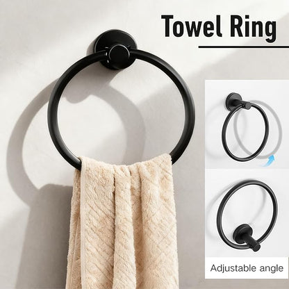 Towel Racks for Bathroom, Paper Towel Holder Shower Shelves Bath Towel Bar Set Stainless Steel Towel Racks for Bathroom Wall Mounted 1 Set (Black)