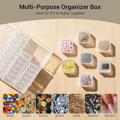 Bead Organizer Box, 30 Pcs Small Beads Storage with 84 Label Stickers, Clear Plastic Small Containers for Jewelry Making, Diamond Painting, DIY Art Crafts, Bracelet Making, Nail Rhinestones, Seeds