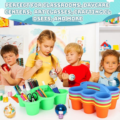 6 Pack Classroom Caddy Organizer with Handle, Plastic Art Caddy Holder, 6 Compartments for Desk, Table, Office, Crafts, Crayon, Marker, Pencil, School Supplies (12 x 9 x 3.5 Inch)