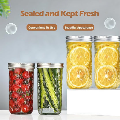 12 oz/350 ml Clear Glass Storage Canister with Airtight Lid, 4 Pack Cute Decorative Mason Container Jar for Salad, Overnight Oats, Snacks, Yogurt, Cereal, Fruit, Spice, Sugar, Coffee