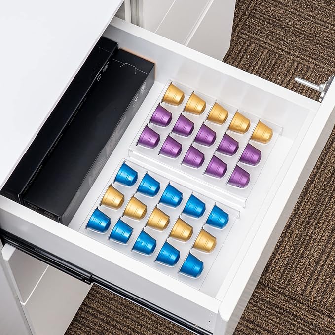 SUMERFLOS 2 Pack Acrylic Clear Coffee Pod Holder Organizer Tray, Coffee Pod Organizer for 15 OriginalLine Pods, Countertop or In Drawer Storage for Office, Home or Kitchen - 30 Pods