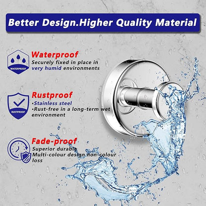 Suction Cup Hooks for Shower,Removable No Drill Towel Hooks,Upgraded 15 lbs Strong Suction hooks for Bathroom Tile,Shower Wall,Glass Door,Kitchen-Loofah,Coat,Stainless Waterproof-Chrome 2 Pcs