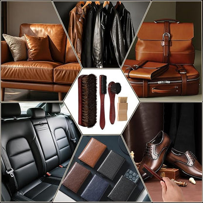 Leather Shoe Care Kit, Professional 13-Piece Shoe Polish Gift Set with Saddle Soap, Mink Oil, Horsehair Brushes and Travel Case for Business Professionals for Men Women
