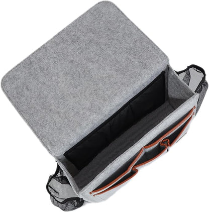Zafit Bedside Caddy, Large Size Bedside Storage Organizer Bedside Organizer Caddy for Magazine Remotes Phone (13.4'' x 18.1'' Plus Size, Light Grey)